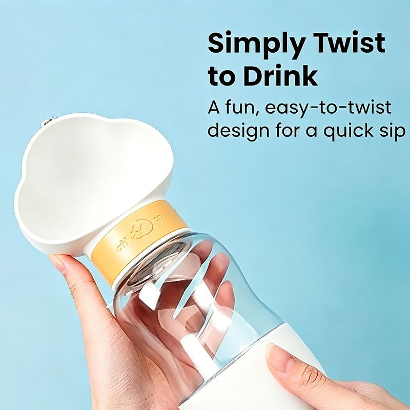 350ML Portable Outdoor Pet Water Cup, Leak-Proof Travel Water Dispenser - White - Image 7