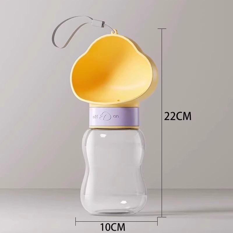 350ML Portable Outdoor Pet Water Cup, Leak-Proof Travel Water Dispenser - Yellow - Image 2