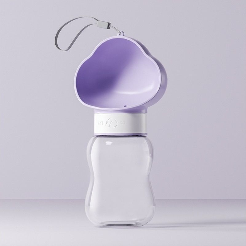 350ML Portable Outdoor Pet Water Cup, Leak-Proof Travel Water Dispenser - Purple - Image 1