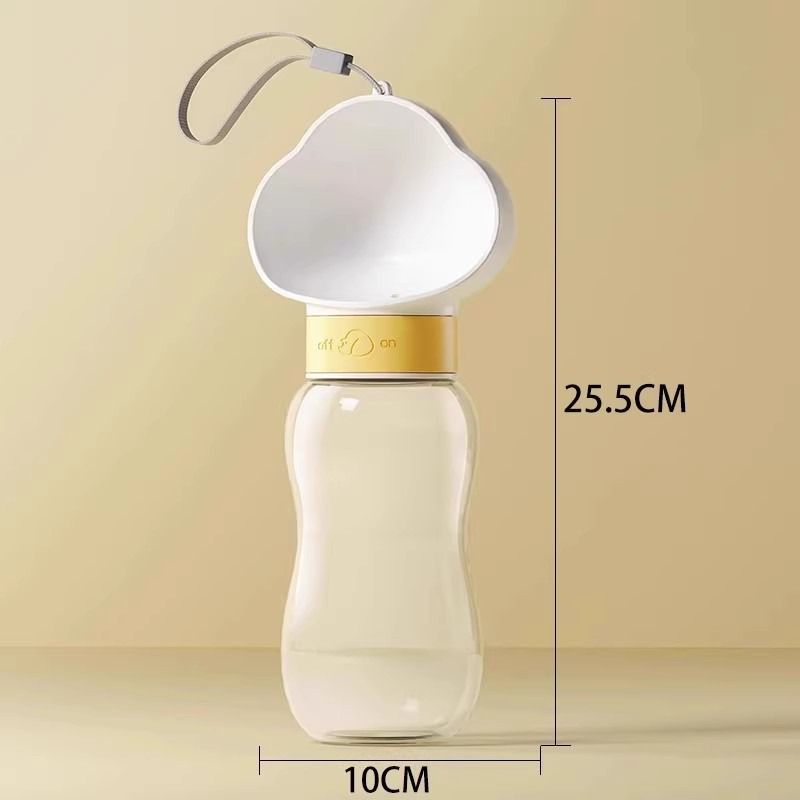 600ml Portable Pet Outdoor Water Cup, Leak-Proof Travel Water Dispenser - White - Image 2