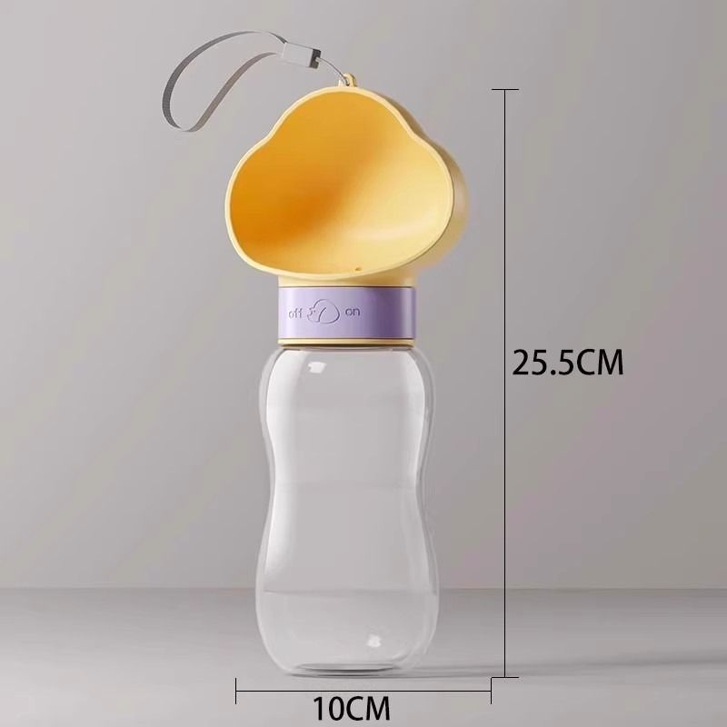 600ml Portable Pet Outdoor Water Cup, Leak-Proof Travel Water Dispenser - Yellow - Image 2