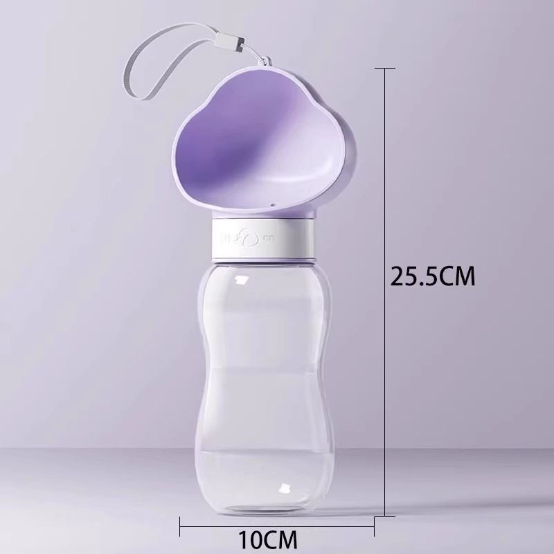 600ml Portable Pet Outdoor Water Cup, Leak-Proof Travel Water Dispenser - Purple - Image 2