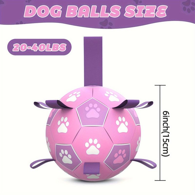 Durable Dog Soccer Ball Toy, 15cm Inflatable Soccer Ball, Teething and Entertainment Training Ball, Includes Pump - White - Image 3
