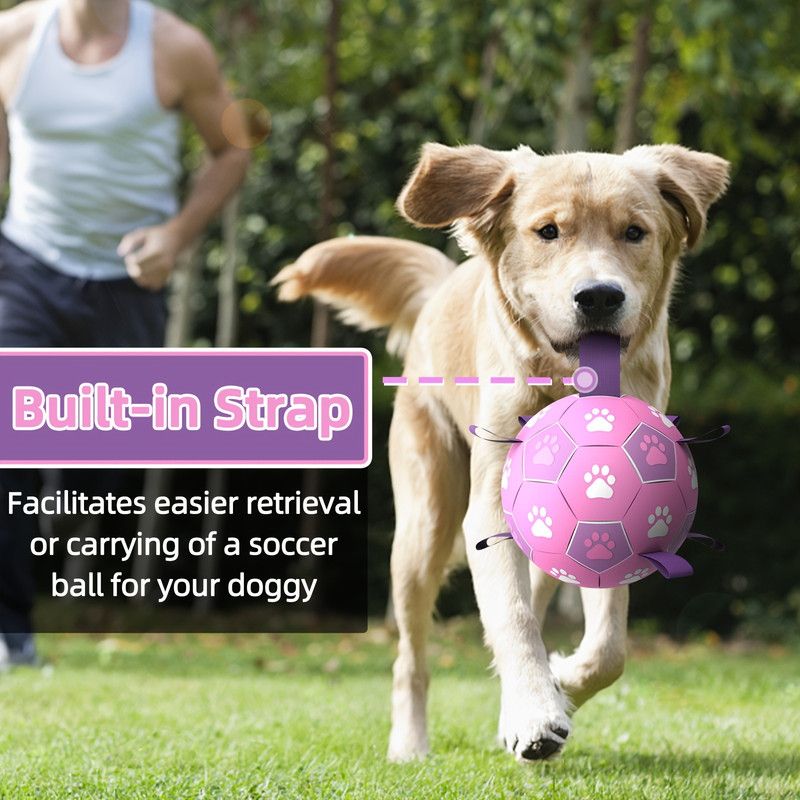 Durable Dog Soccer Ball Toy, 15cm Inflatable Soccer Ball, Teething and Entertainment Training Ball, Includes Pump - White - Image 5