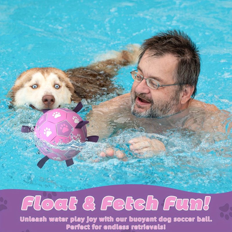 Durable Dog Soccer Ball Toy, 15cm Inflatable Soccer Ball, Teething and Entertainment Training Ball, Includes Pump - Pink - Image 7