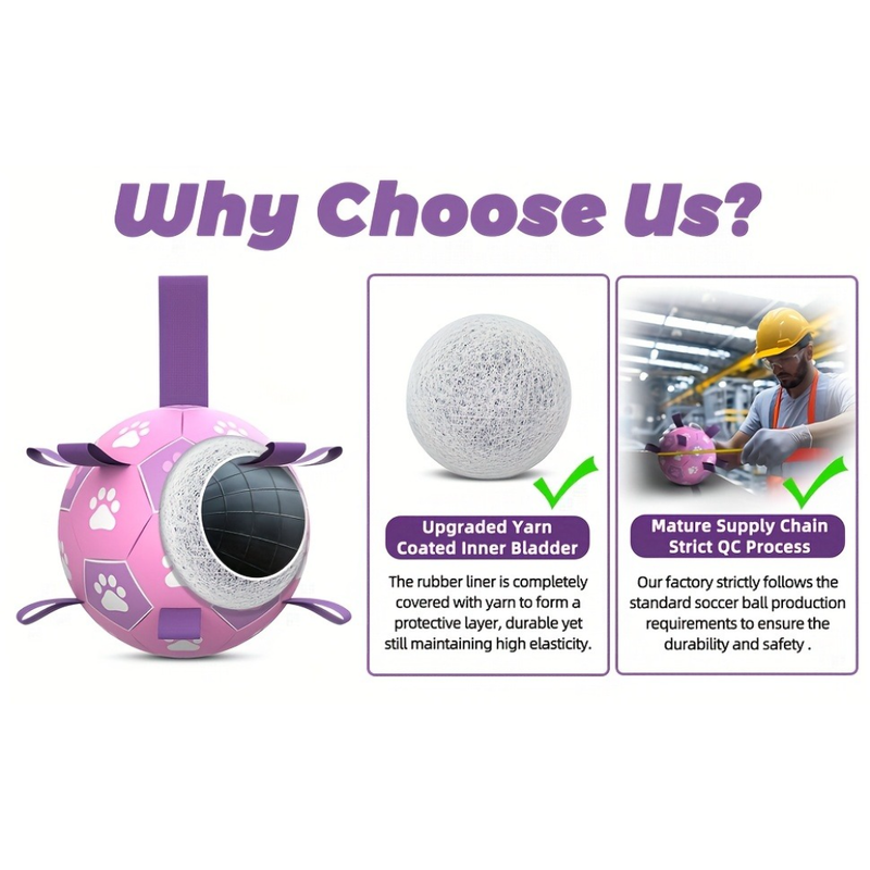 Durable Dog Soccer Ball Toy, 15cm Inflatable Soccer Ball, Teething and Entertainment Training Ball, Includes Pump - Pink - Image 8