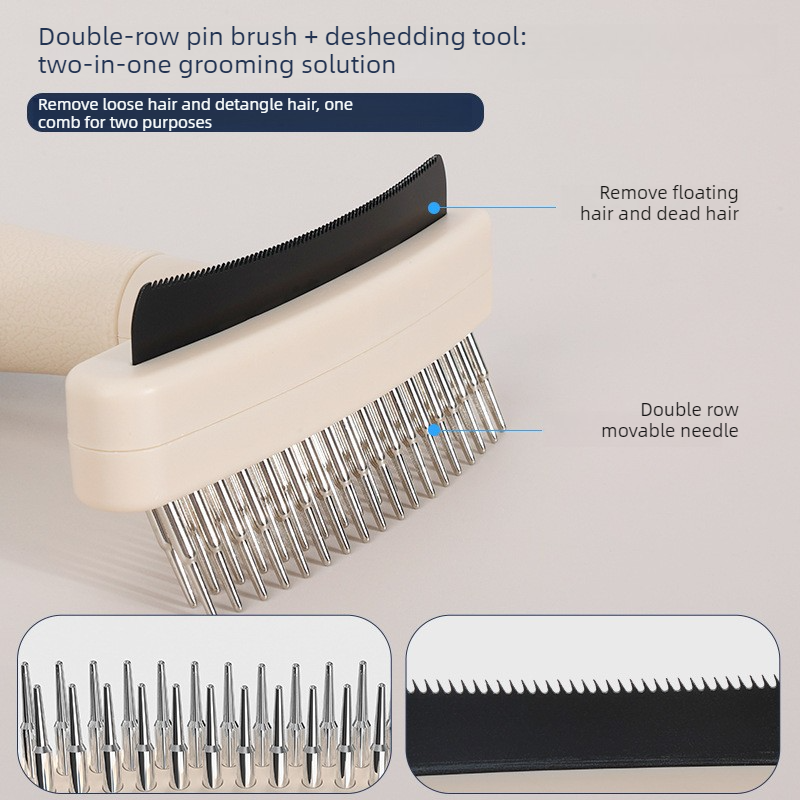 2-Piece Multi-Functional 2-in-1 Pet Comb Set: Detangling and Shedding Comb for Long-Haired Dogs and Cats - Image 3