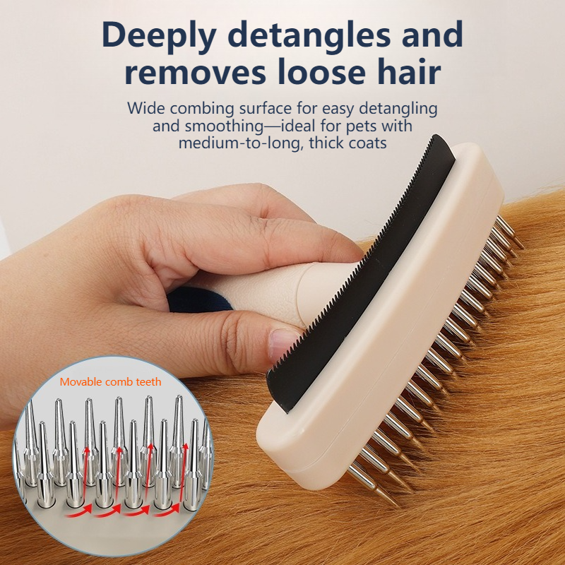 2-Piece Multi-Functional 2-in-1 Pet Comb Set: Detangling and Shedding Comb for Long-Haired Dogs and Cats - Image 4