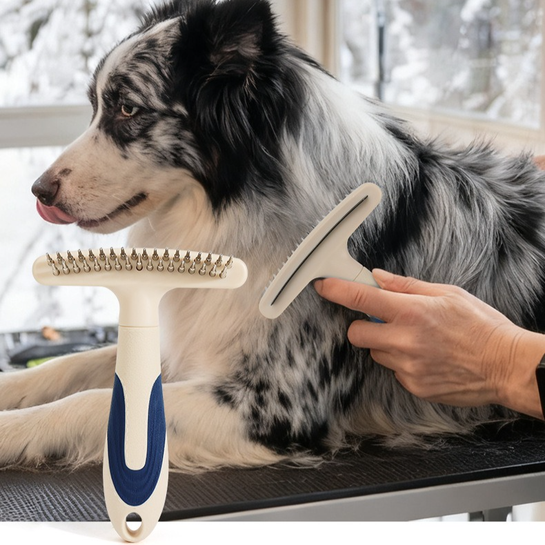 2-Piece Multi-Functional 2-in-1 Pet Comb Set: Detangling and Shedding Comb for Long-Haired Dogs and Cats - Image 6