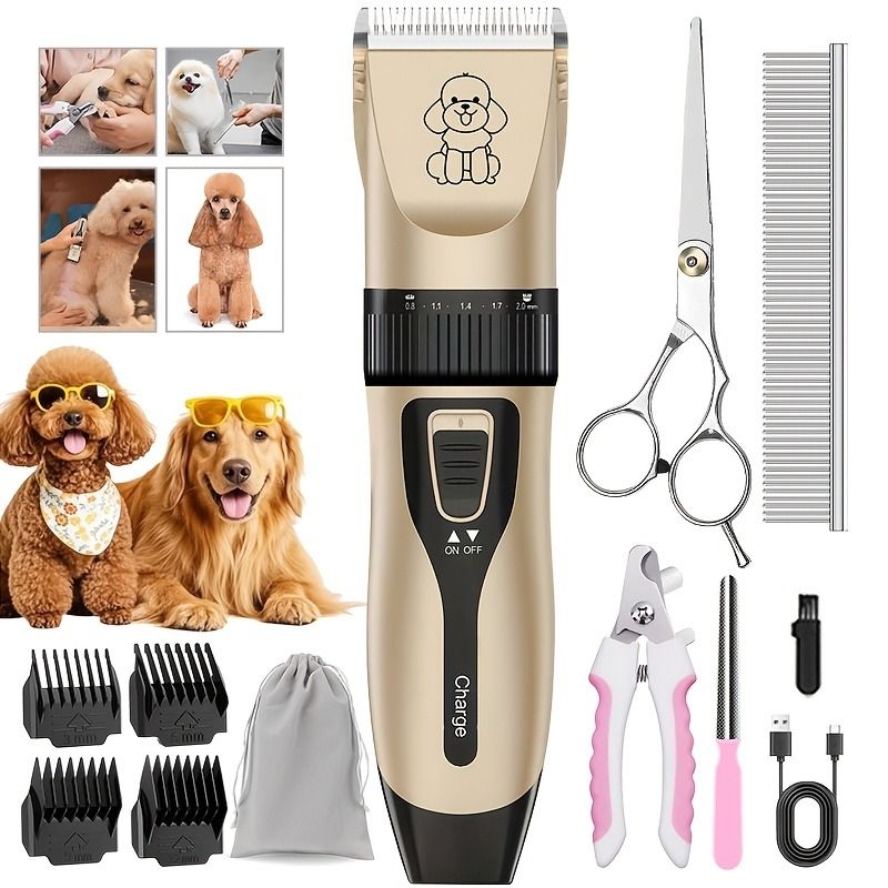 Quiet Pet Grooming Clipper Set for Home Use, Rechargeable Professional Grooming Clipper, Complete Grooming Tool Kit - Image 1