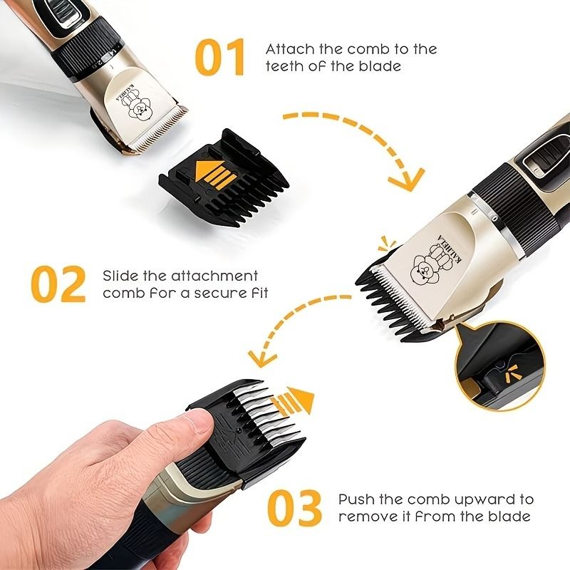 Quiet Pet Grooming Clipper Set for Home Use, Rechargeable Professional Grooming Clipper, Complete Grooming Tool Kit - Image 7