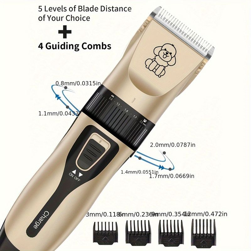 Quiet Pet Grooming Clipper Set for Home Use, Rechargeable Professional Grooming Clipper - Image 8