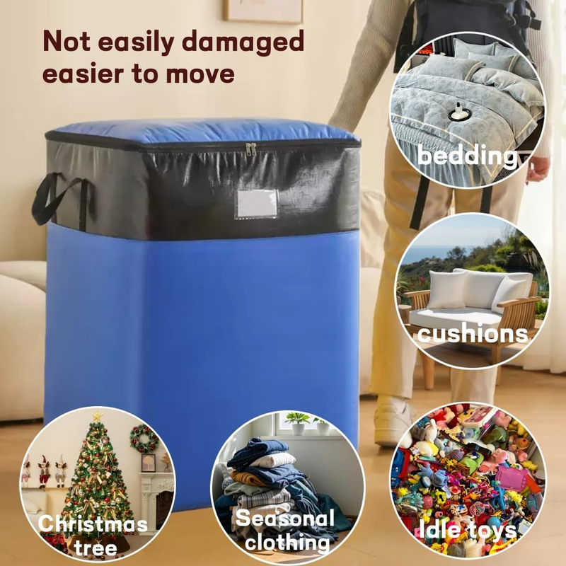 4-Pack 180L Extra-Large Storage Bags, Heavy-Duty, Wear-Resistant, Waterproof Moving Bags - Yellow - Image 3