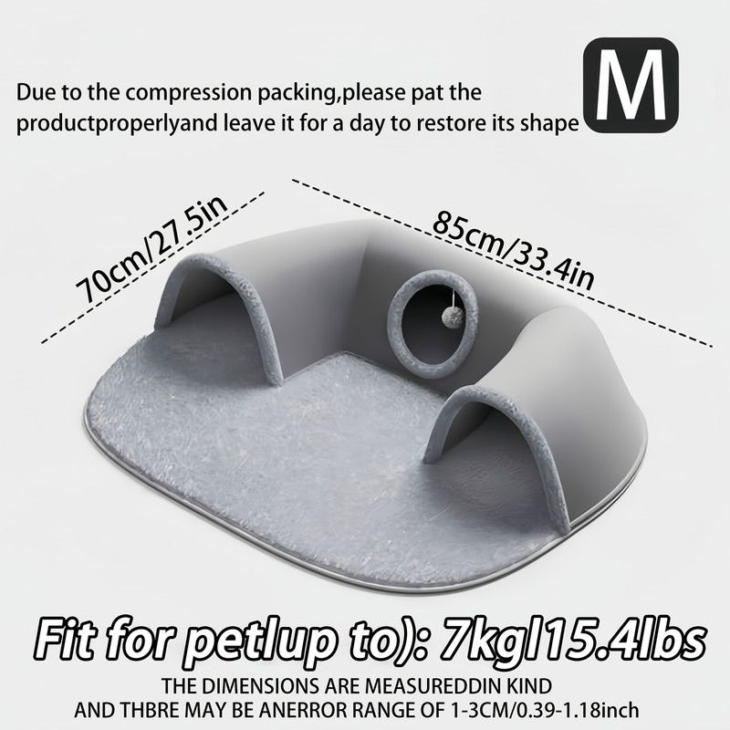 Warm Autumn/Winter Cat Tunnel Bed with Detachable Play-and-Sleep Cat Run – Size M - Image 1