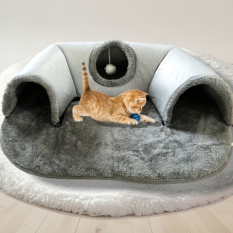 Warm Autumn/Winter Cat Tunnel Bed with Detachable Play-and-Sleep Cat Run – Size S - Image 6