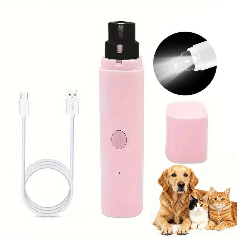 Rechargeable Electric Pet Nail Grinder with LED Light, Universal Grinder for Cats and Dogs - Pink - Image 1