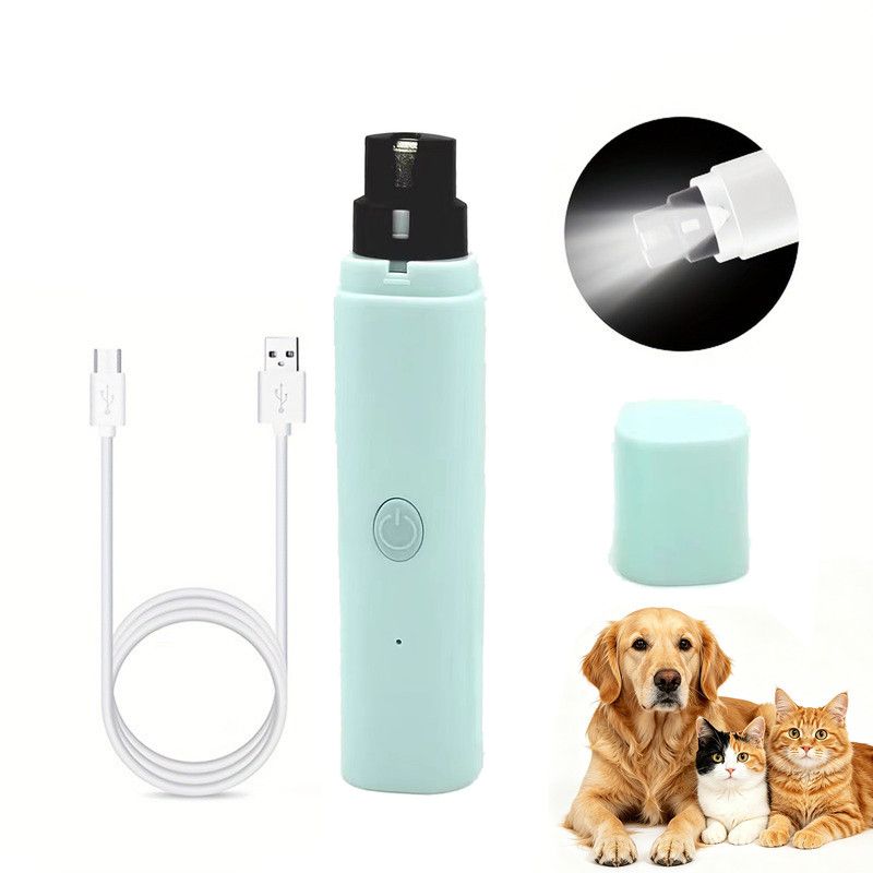 Rechargeable Electric Pet Nail Grinder with LED Light, Universal Grinder for Cats and Dogs - Green - Image 1