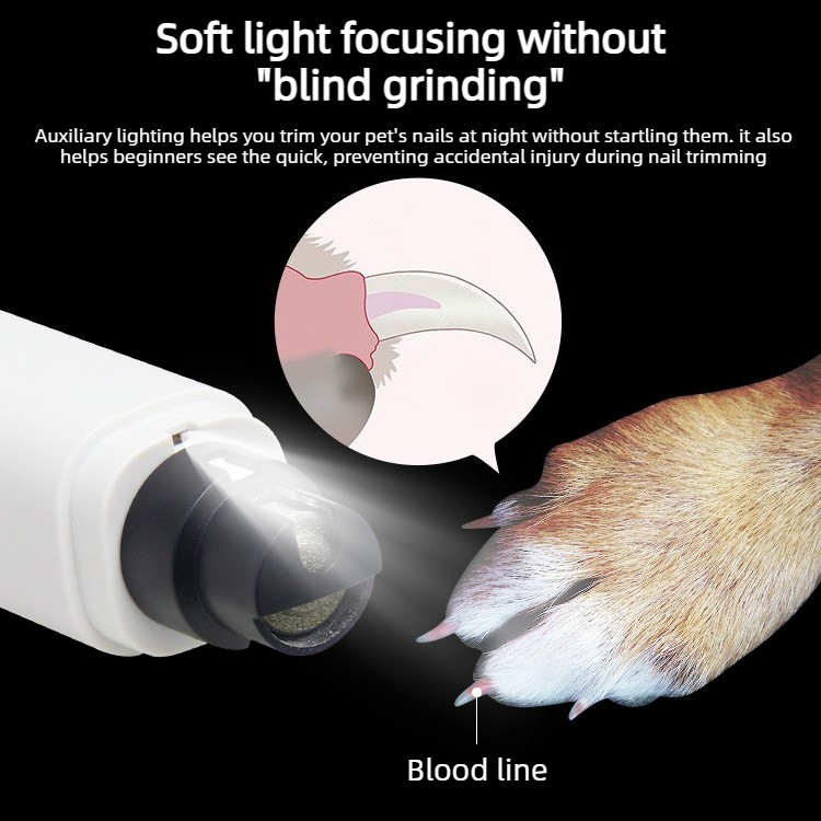 Rechargeable Electric Pet Nail Grinder with LED Light, Universal Grinder for Cats and Dogs - Green - Image 2
