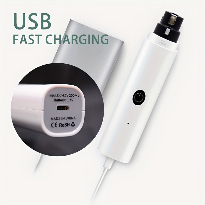 Rechargeable Electric Pet Nail Grinder with LED Light, Universal Grinder for Cats and Dogs - Green - Image 8