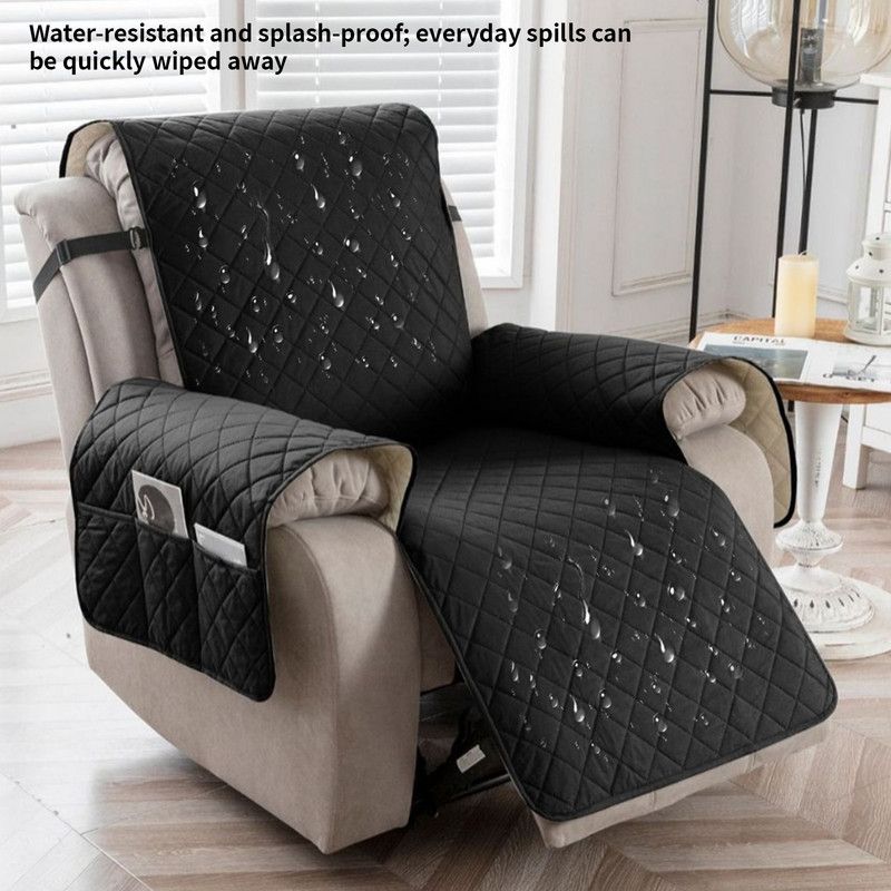 Waterproof and Non-Slip Single Armchair Cushion, Pet-Resistant and Machine-Washable Sofa Cover - Black - Image 1