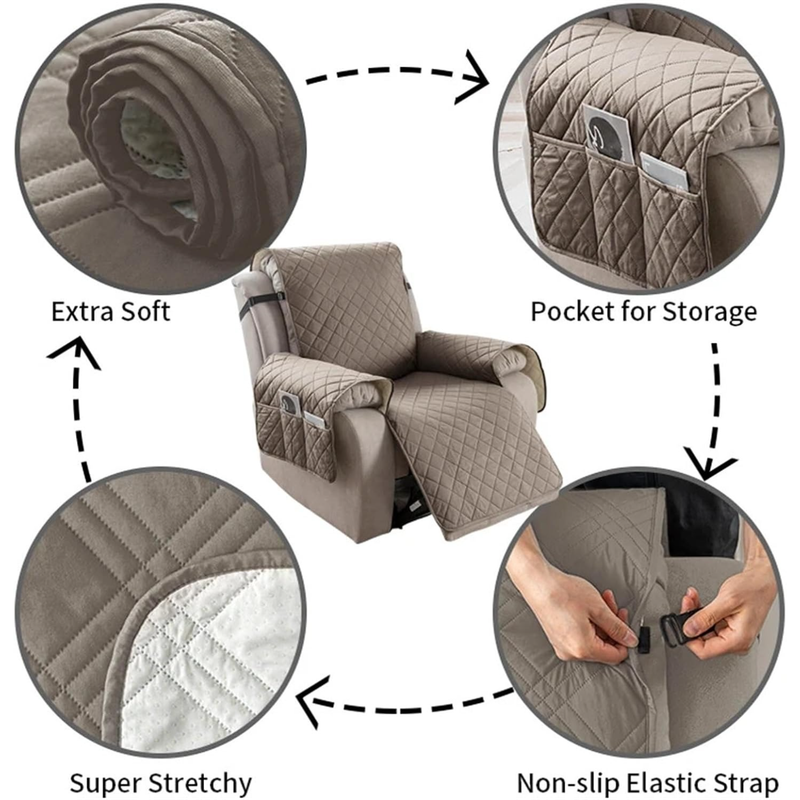 Waterproof and Non-Slip Single Armchair Cushion, Pet-Resistant and Machine-Washable Sofa Cover - Brown - Image 3