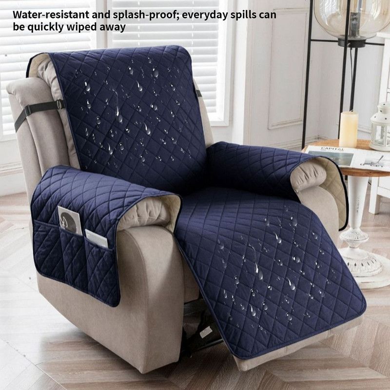 Waterproof and Non-Slip Single Armchair Cushion, Pet-Resistant and Machine-Washable Sofa Cover - Navy Blue - Image 1