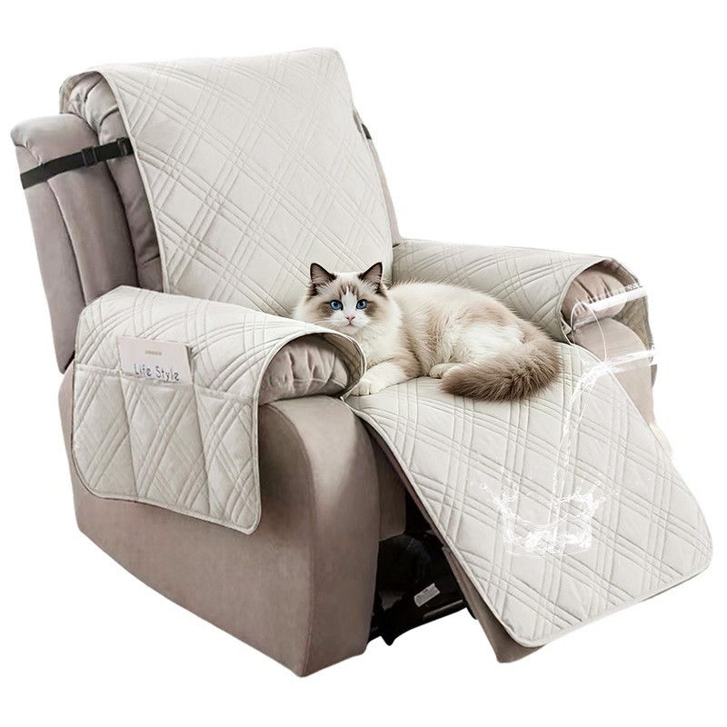 100% Waterproof Triple-Line Quilted Single Armchair Cushion, Non-Slip, Scratch-Resistant, Adjustable - White-XL - Image 1