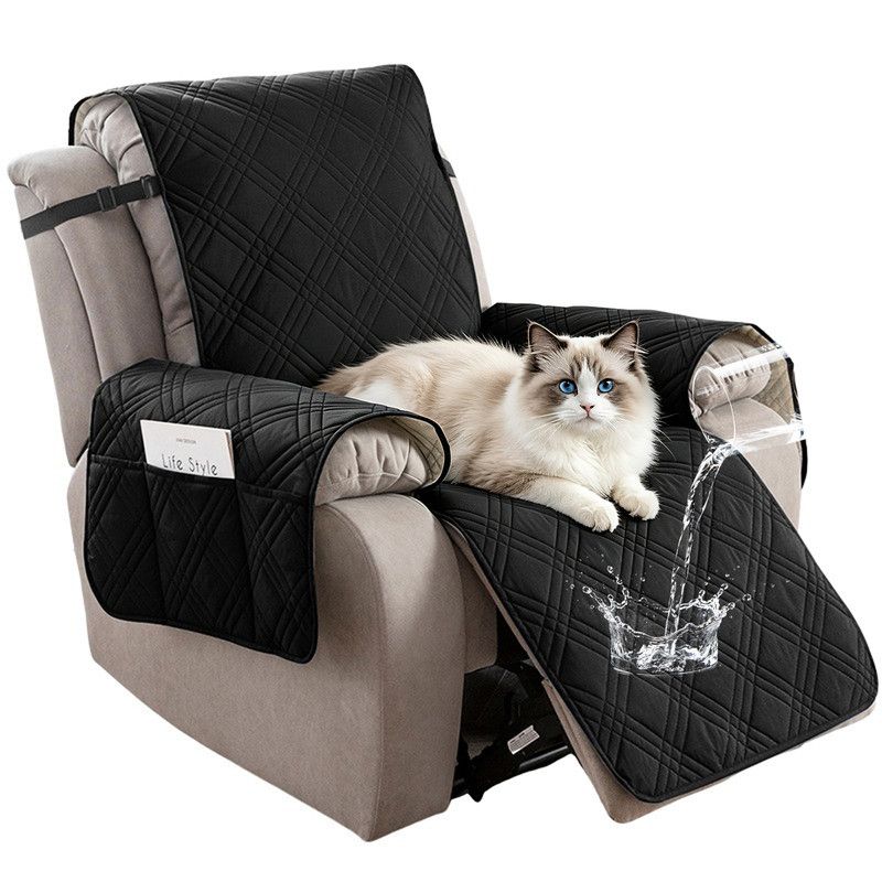 100% Waterproof Triple-Line Quilted Single Armchair Cushion, Non-Slip, Scratch-Resistant, Adjustable - Black-L - Image 1