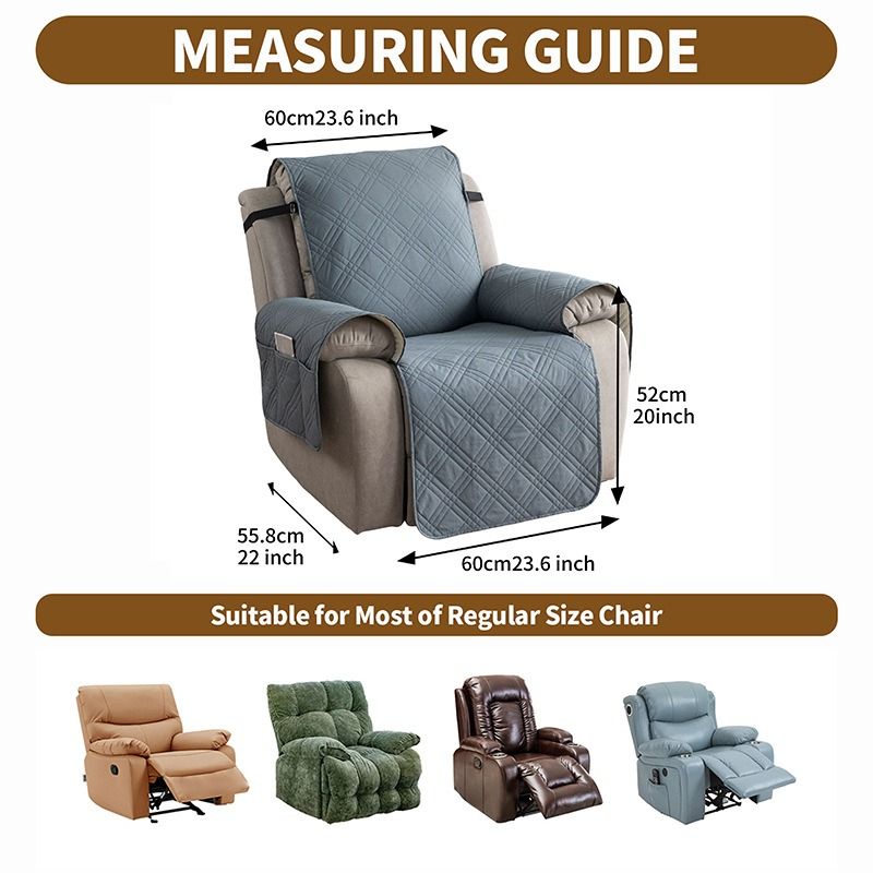 100% Waterproof Triple-Line Quilted Single Armchair Cushion, Non-Slip, Scratch-Resistant, Adjustable - Black-L - Image 8