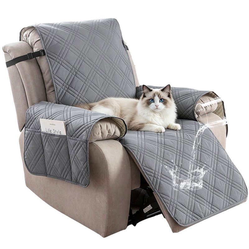 100% Waterproof Triple-Line Quilted Single Armchair Cushion, Non-Slip, Scratch-Resistant, Adjustable - Light Gray-XL - Image 1