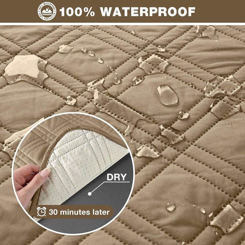 100% Waterproof Triple-Line Quilted Single Armchair Cushion, Non-Slip, Scratch-Resistant, Adjustable - Light Gray-XL - Image 4