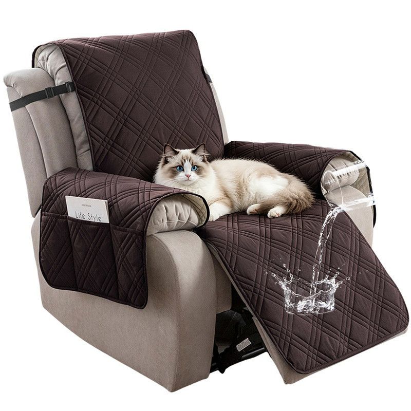 100% Waterproof Triple-Line Quilted Single Armchair Cushion, Non-Slip, Scratch-Resistant, Adjustable - Chocolate Brown-L - Image 1