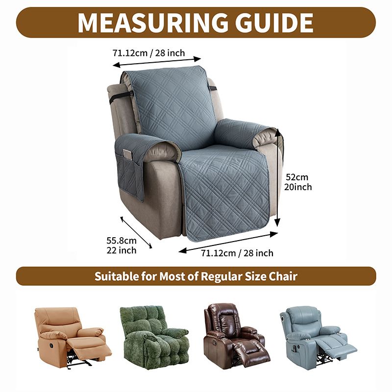100% Waterproof Triple-Line Quilted Single Armchair Cushion, Non-Slip, Scratch-Resistant, Adjustable - Navy-XL - Image 7