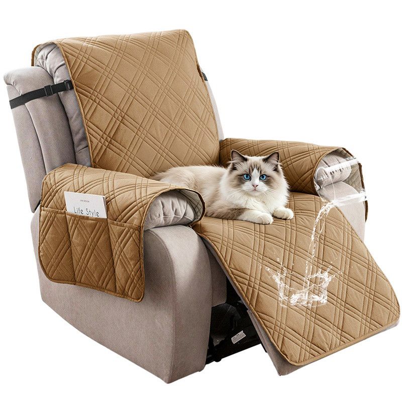 100% Waterproof Triple-Line Quilted Single Armchair Cushion, Non-Slip, Scratch-Resistant, Adjustable - Brown-XL - Image 1