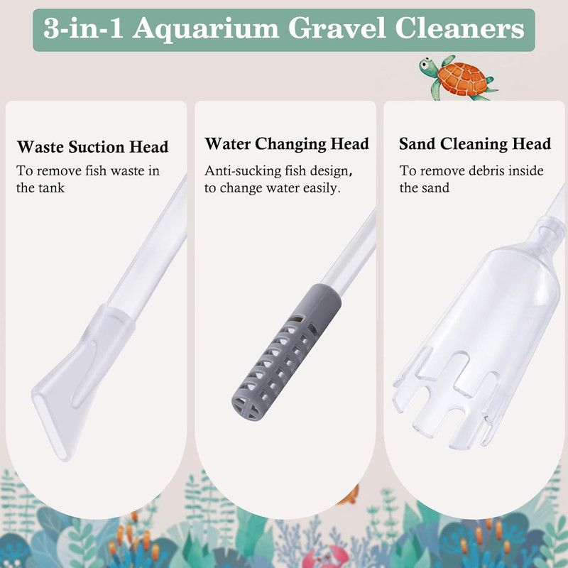 3-in-1 Aquarium Water Change Tool: Sand Cleaning / Waste Removal / Water Change, Siphon Pump - 1.9 m - Image 3