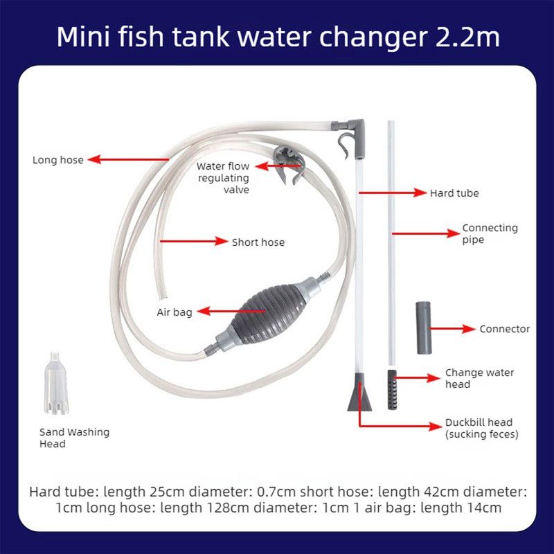 3-in-1 Aquarium Water Change Tool: Sand Cleaning / Waste Removal / Water Change, Siphon Pump - 2.2 m - Image 2