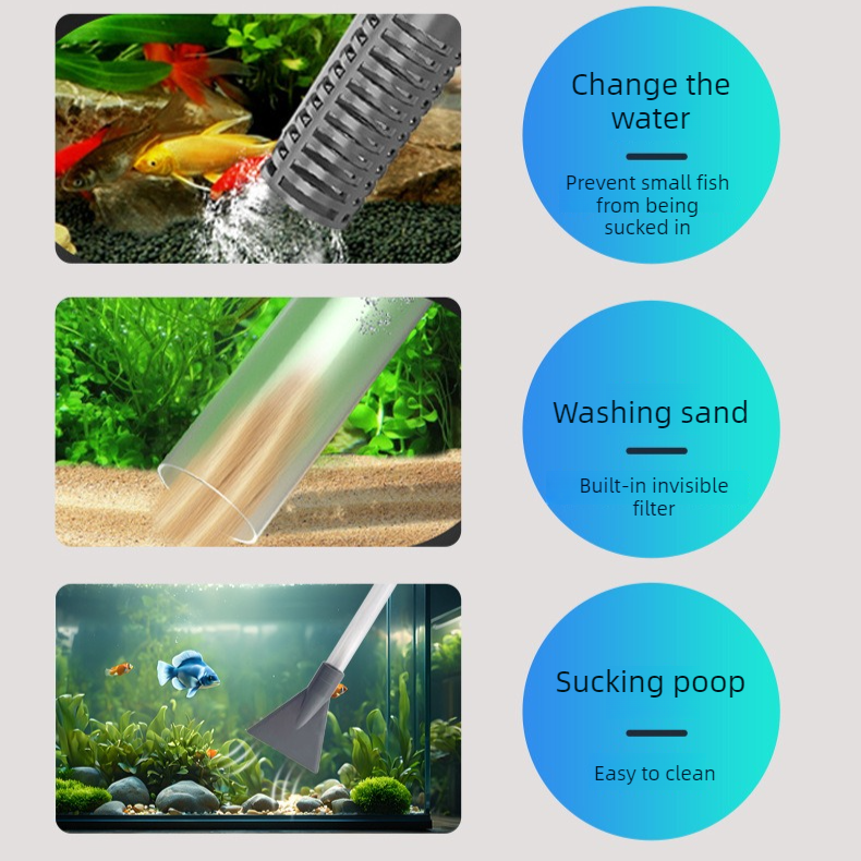 3-in-1 Aquarium Water Change Tool: Sand Cleaning / Waste Removal / Water Change, Siphon Pump - 2.2 m - Image 7