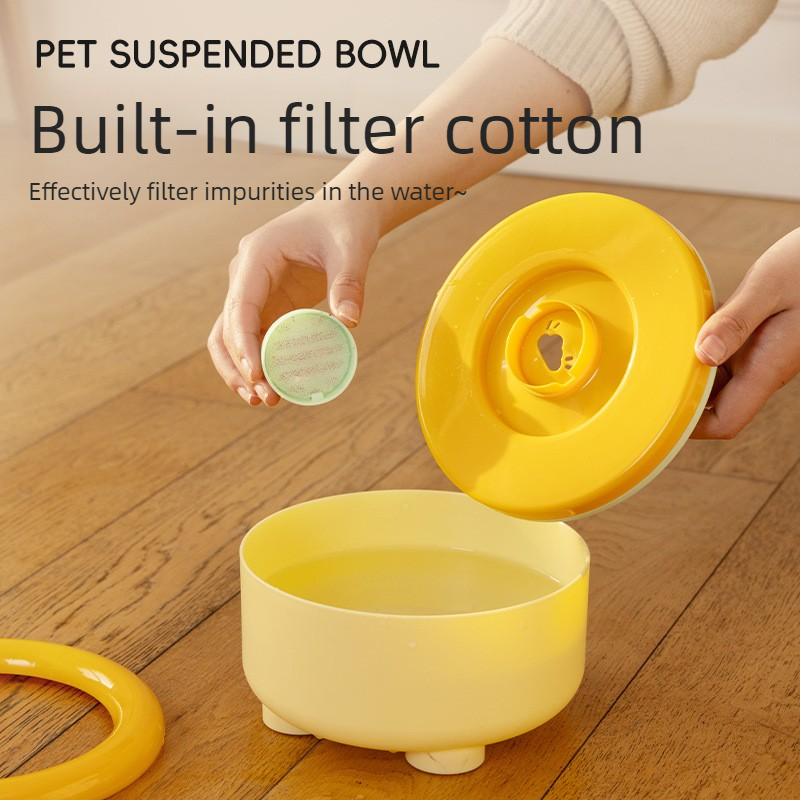 Anti-Splash Floating Pet Water Bowl, 1500ml Large Capacity, Tip-Proof and Chin-Dry Design - Blue - Image 3