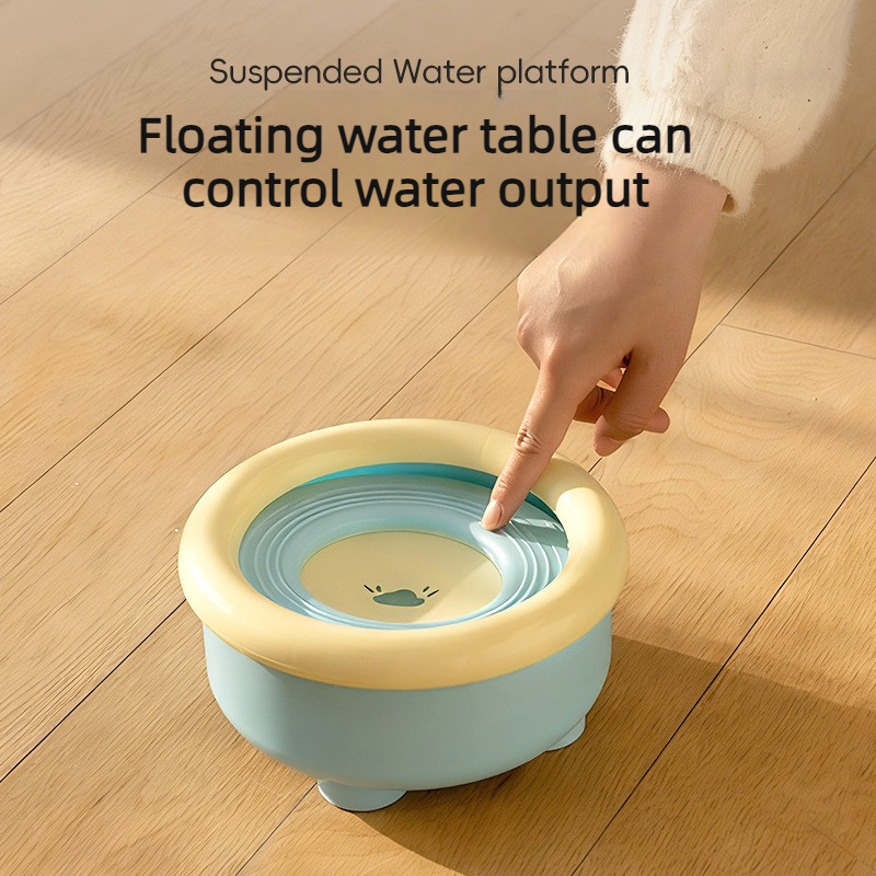 Anti-Splash Floating Pet Water Bowl, 1500ml Large Capacity, Tip-Proof and Chin-Dry Design - Blue - Image 6