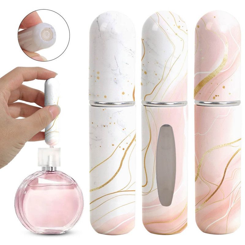 3-Pack - 5ml Portable Perfume Refill Bottles, Bottom-Fill Leak-Proof Travel Spray Bottles - White - Image 1