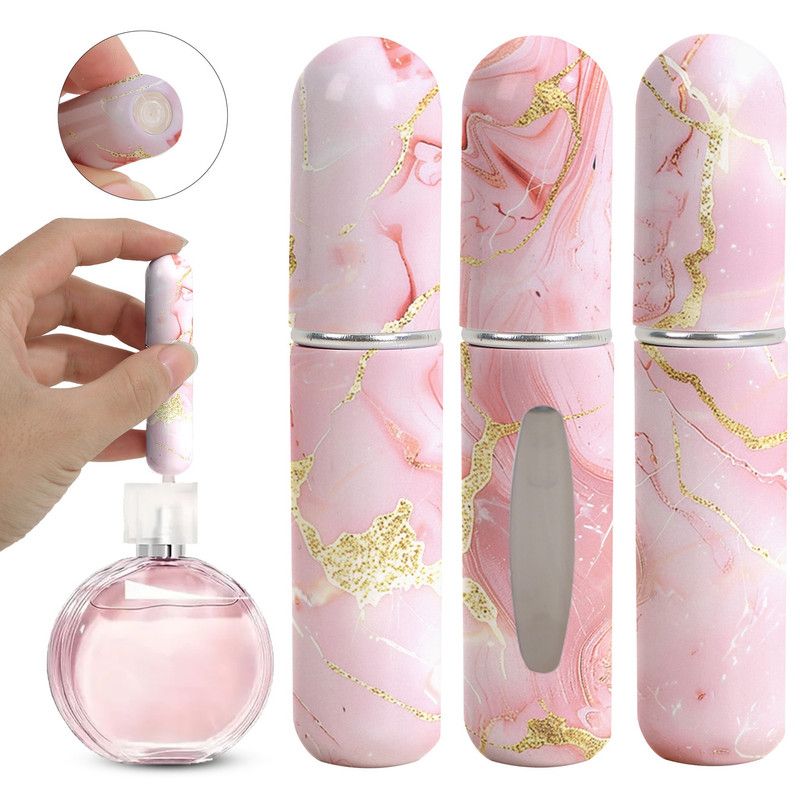 3-Pack - 5ml Portable Perfume Sample Bottles, Bottom-Fill Leak-Proof Travel Spray Bottles - Pink - Image 1