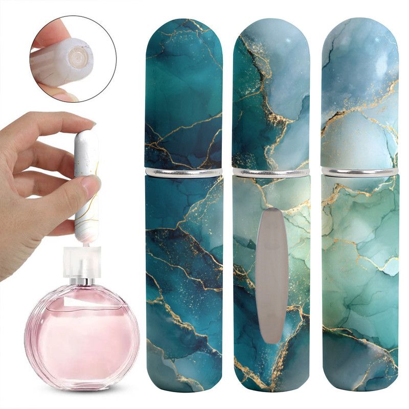 3-Pack - 5ml Portable Perfume Refill Bottles, Bottom-Fill Leak-Proof Travel Spray Bottles - Ocean Green - Image 1