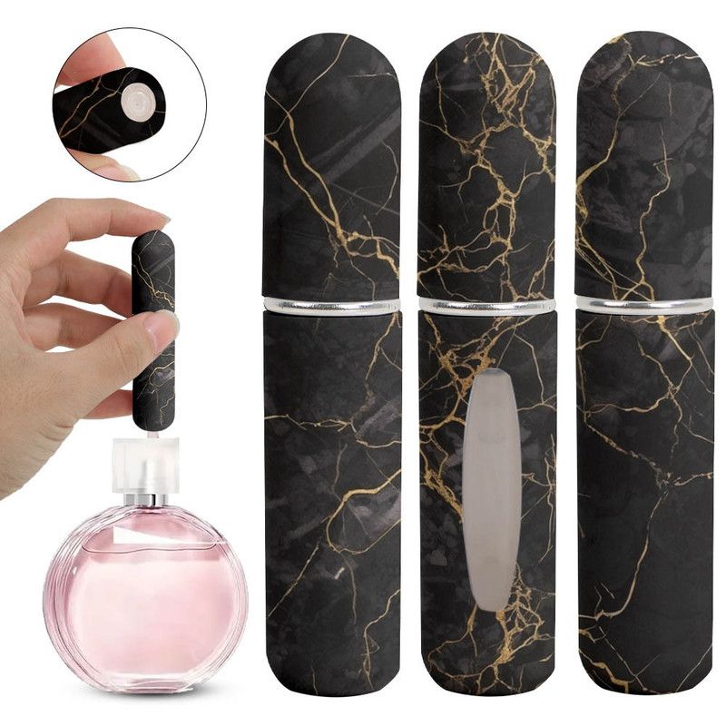 3-Pack - 5ml Portable Perfume Refill Bottles, Bottom-Fill Leak-Proof Travel Spray Bottles - Black - Image 1