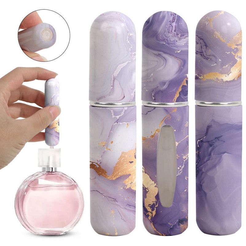 3-Pack - 5ml Portable Perfume Sample Bottles, Bottom-Fill Leak-Proof Travel Spray Bottles - Purple - Image 1