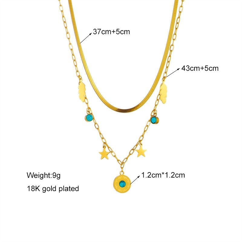 Bohemian-Style Double-Layer Layered Necklace: Gold-Plated Titanium Steel Collar Necklace—Unique Vintage Jewelry for Women - Image 5