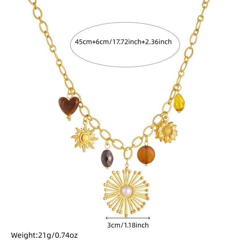 Vintage Bohemian Sunflower Pendant Necklace, 18K Gold-Plated Titanium Steel, a Versatile and Stylish Accessory for Women - Image 5