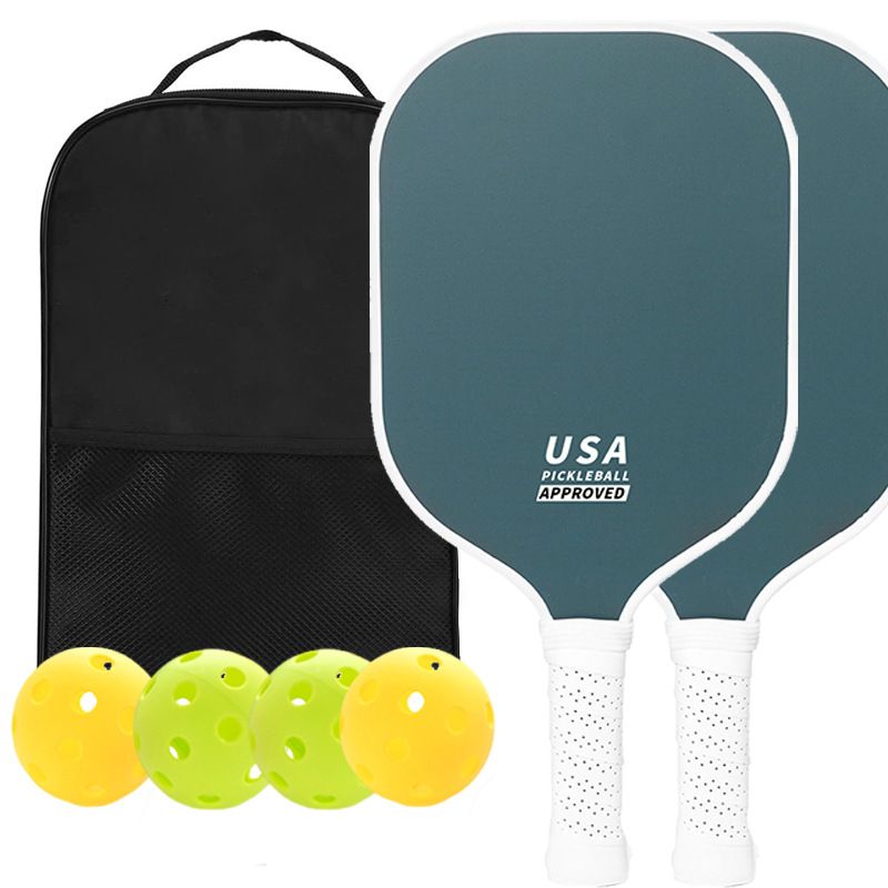2-Player Pickleball Paddle Set, Durable Glass Fiber Pickleball Racquets with Comfort Grip, Includes 4 Balls & Carry Bag - Green - Image 1
