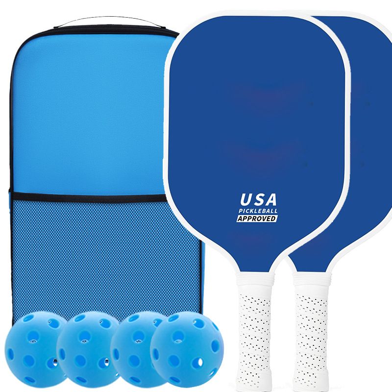 2-Player Pickleball Paddle Set, Durable Glass Fiber Pickleball Racquets with Comfort Grip, Includes 4 Balls & Carry Bag - Dark Blue - Image 1