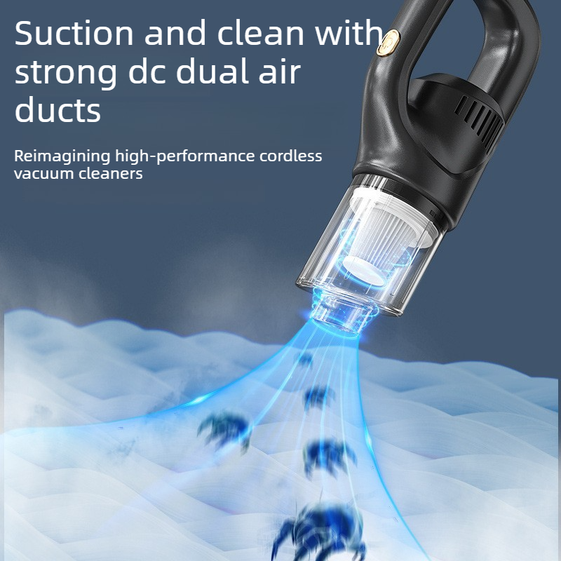 Portable Cordless Handheld Vacuum, High-Power Rechargeable Cleaner with Multiple Nozzles - Black - Image 2