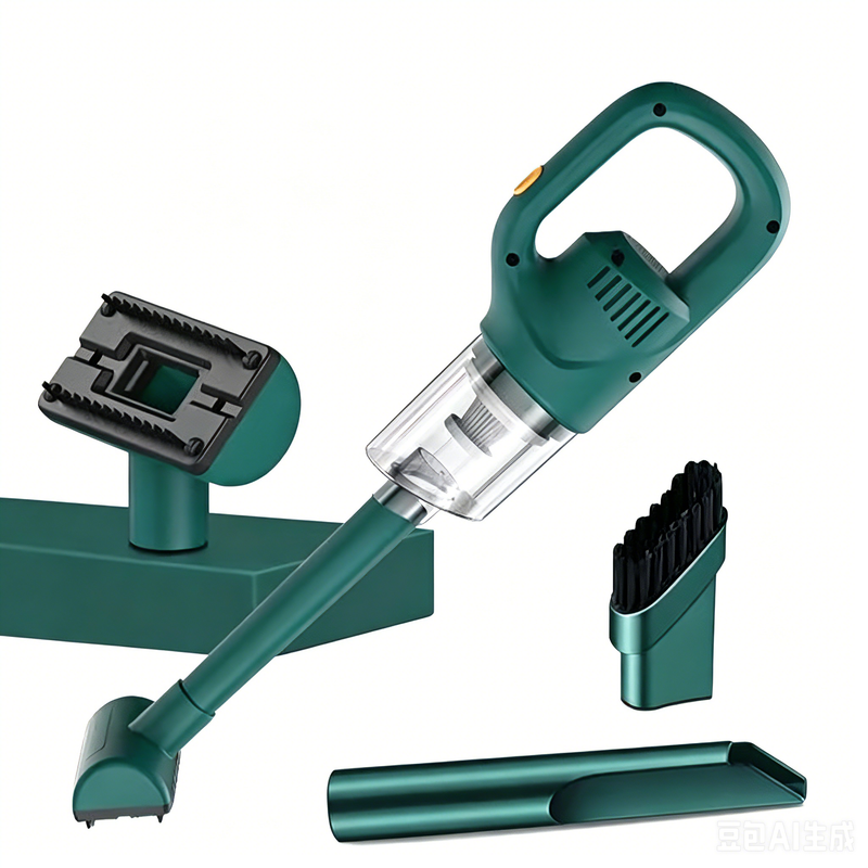 Portable Cordless Handheld Vacuum, High-Power Rechargeable Cleaner with Multiple Nozzles - Green - Image 1